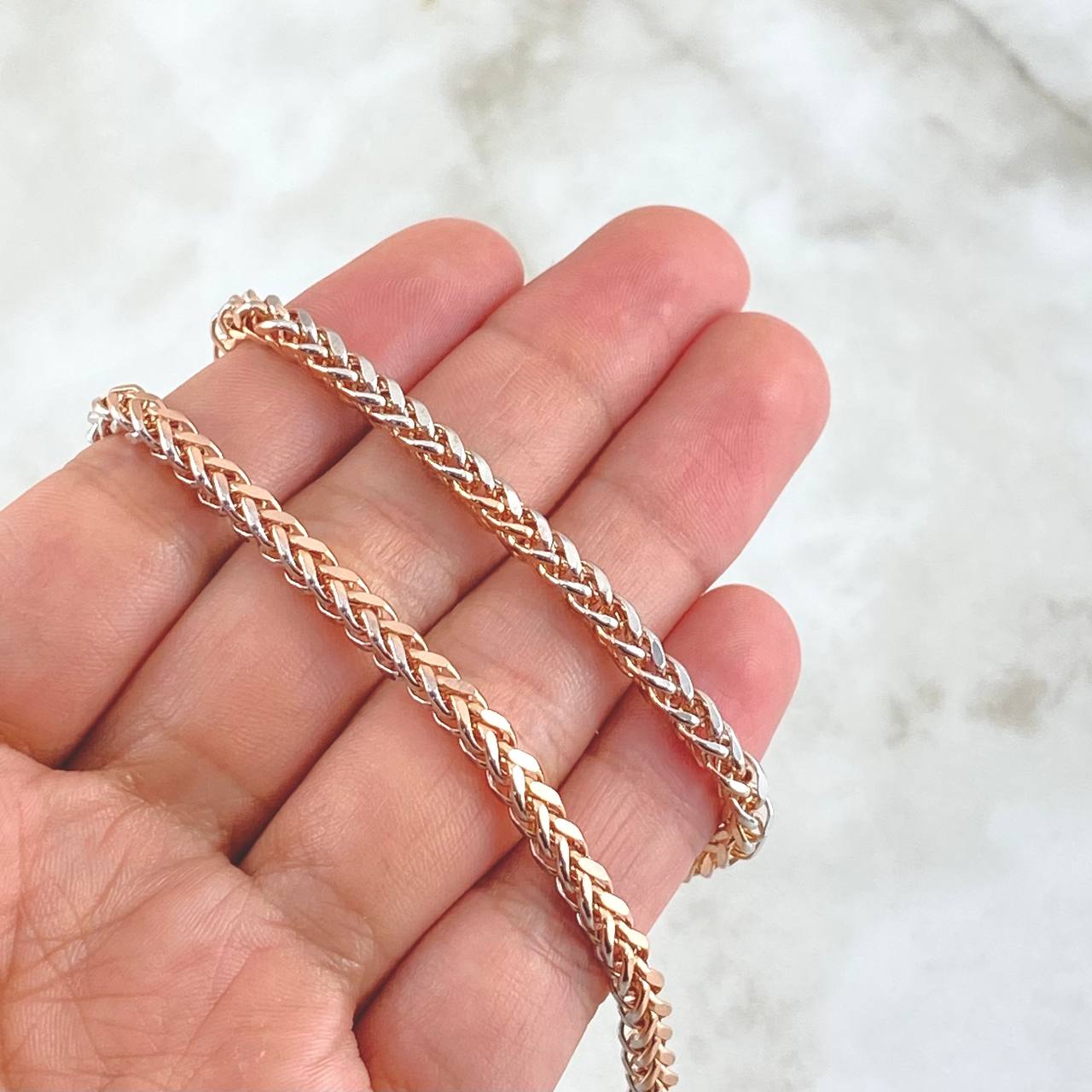 Cadena Franco 17.7gr / 60cm / 3.5mm Dos Oros Blanco Rosa +4 18K