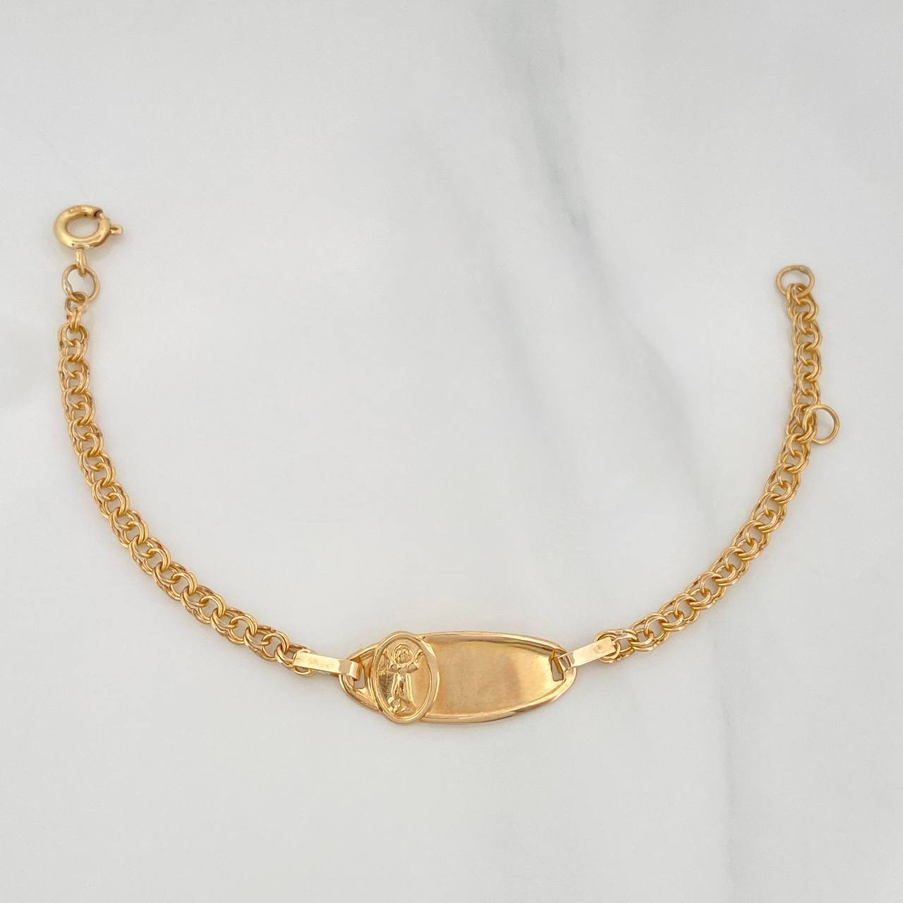 Pulso Bebé Placa Ovalada Divino Niño 2.1 g / 13.5 cm / 3 mm Oro Amarillo 18K
