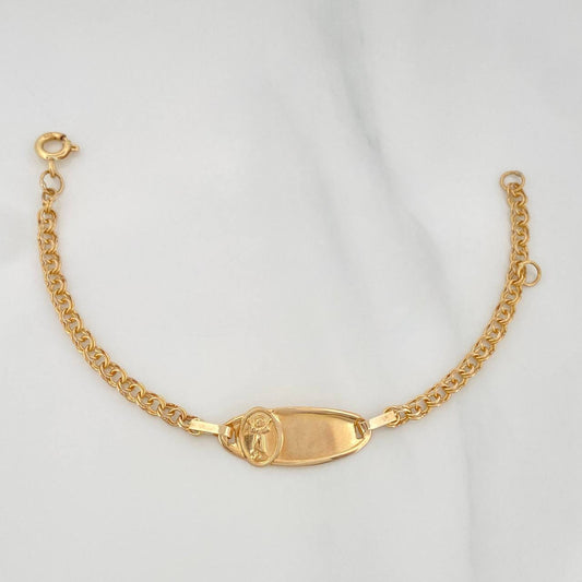 Pulso Bebé Placa Ovalada Divino Niño 2.1 g / 13.5 cm / 3 mm Oro Amarillo 18K