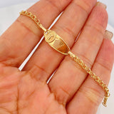 Pulso Bebé Placa Ovalada Divino Niño 2.1 g / 13.5 cm / 3 mm Oro Amarillo 18K