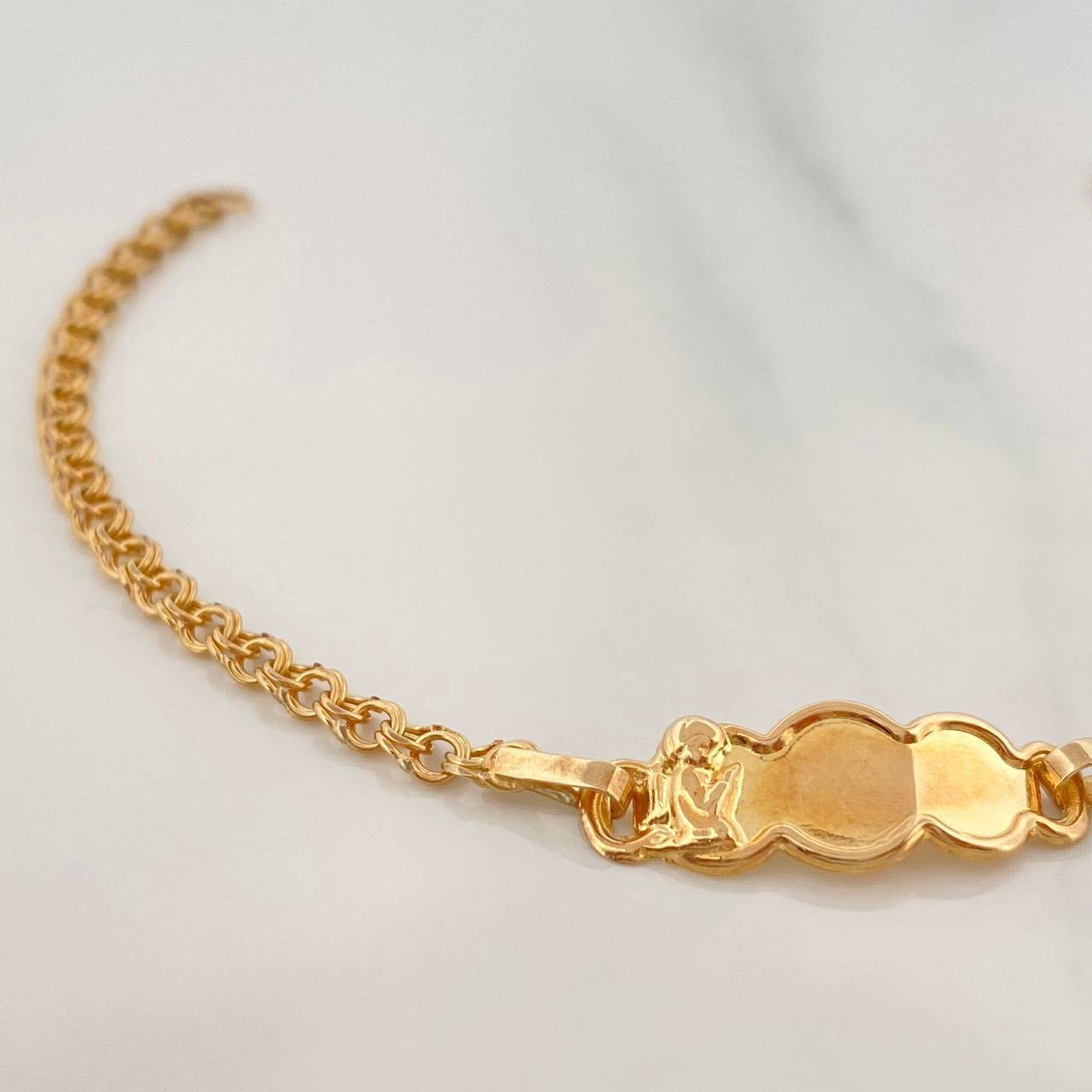 Pulso Bebé Placa Nube Angel 2.45 g / 16 cm / 3 mm Oro Amarillo 18K
