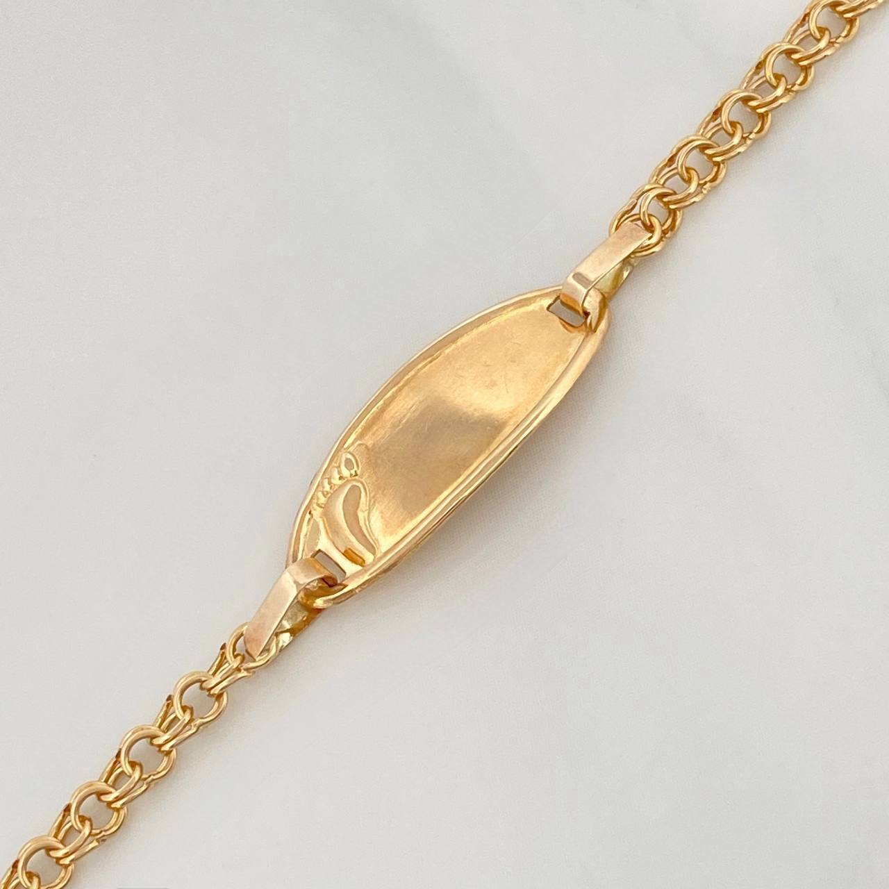 Pulso Bebé Placa Ovalada Huella 2.2 g / 14 cm / 2.9 mm Oro Amarillo 18K