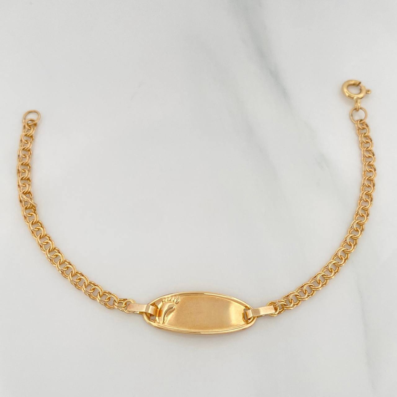 Pulso Bebé Roll-On Placa Ovalada Pie 2.3 g / 15 cm-12.5 / 2.8 mm Oro Amarillo 18K