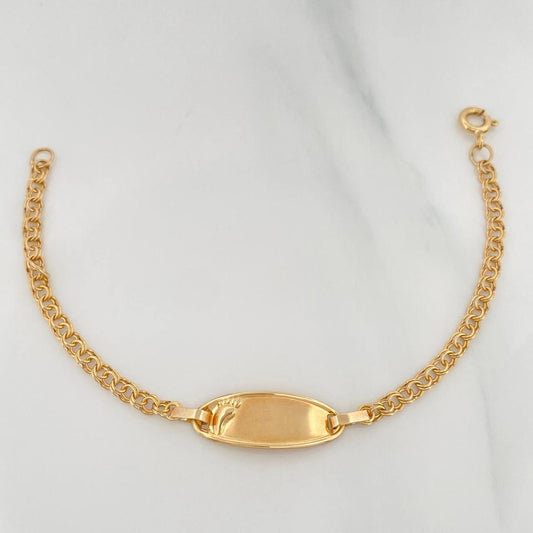 Pulso Bebé Placa Ovalada Huella 2.2 g / 14 cm / 2.9 mm Oro Amarillo 18K