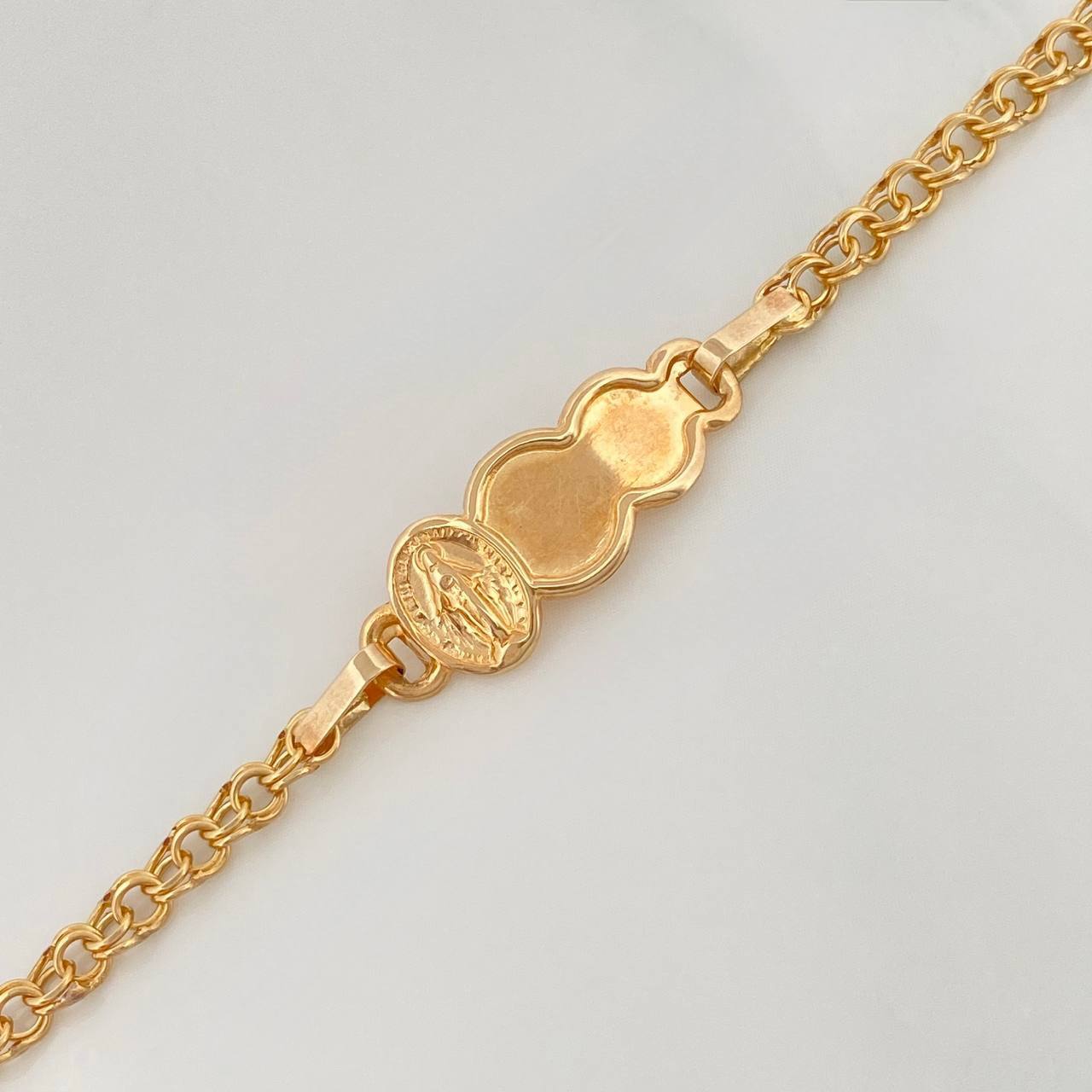 Pulso Bebé Placa Nube Virgen Guadalupe 2.3 g / 15 cm / 3 mm Oro Amarillo 18K