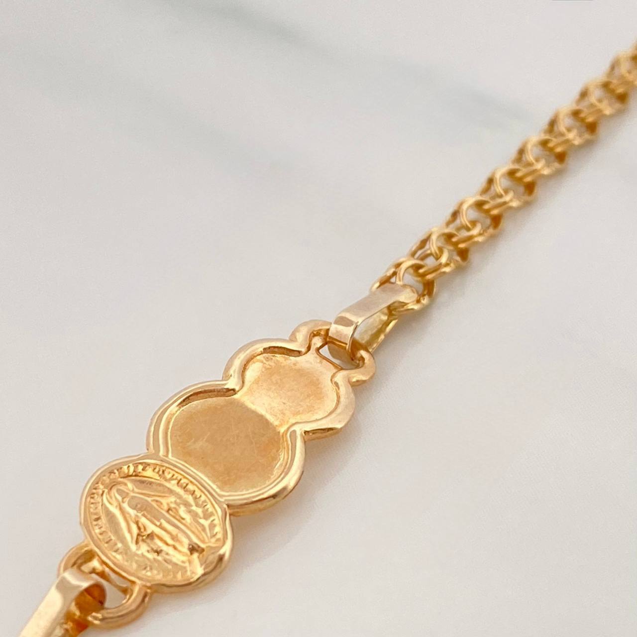 Pulso Bebé Placa Nube Virgen Guadalupe 2.3 g / 15 cm / 3 mm Oro Amarillo 18K