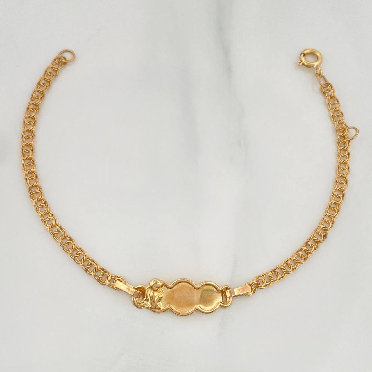 Pulso Bebé Placa Nube Angel 2.45 g / 16 cm / 3 mm Oro Amarillo 18K