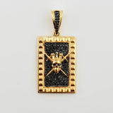 Dije Placa Calavera Tupida 8.45gr / 4.3cm / Oro Amarillo 18K ©