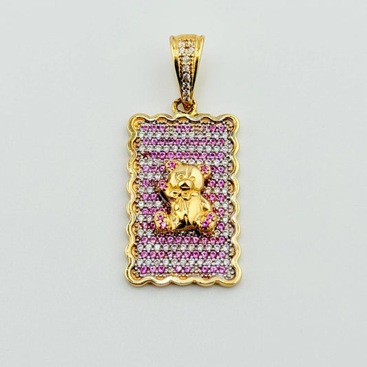 Dije Placa Oso Ondeada 5.9gr / 3.8cm / Oro Amarillo 18K ©