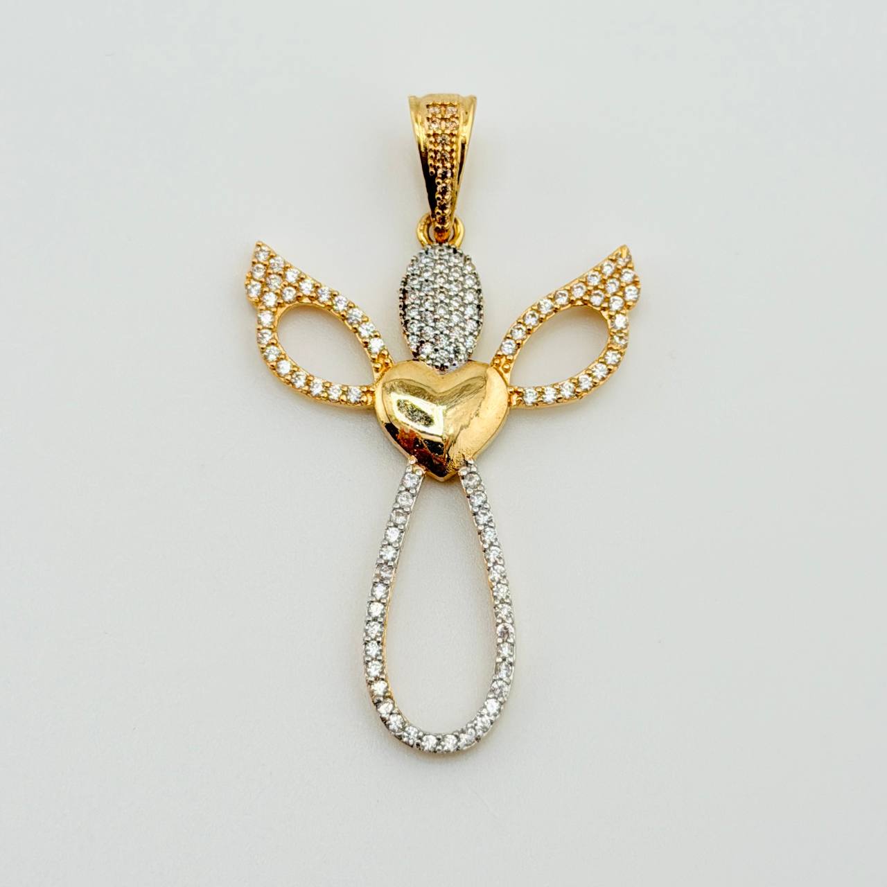 Dije Cruz Corazón Angel 5gr / 5cm / Oro Amarillo 18K ©