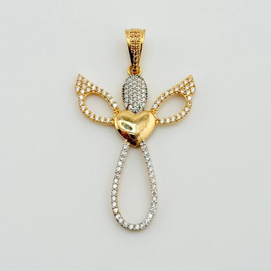 Dije Cruz Corazón Angel 5gr / 5cm / Oro Amarillo 18K ©