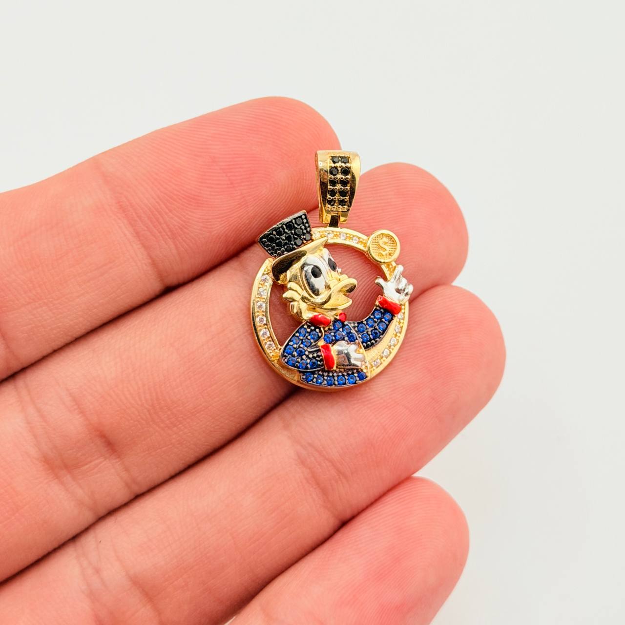 Dije Pato Inspirado 5.1gr / 2.8cm / Dos Oros Amarillo Blanco 18K ©