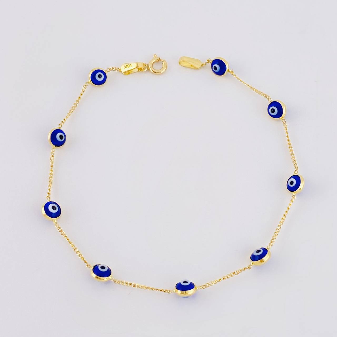Pulso Aro Seguido Ojo Turco 2.2g / 19.6cm / 0.5mm Oro Amarillo 18K