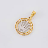 Dije Circulo Corona 1.5g / 2.2cm Dos Oros Amarillo Blanco 18K