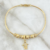 Pulso PD Niña 8.75gr / 18.5cm / 6mm Bolas Diamantadas - Circones Blancos Oro Amarillo 18K