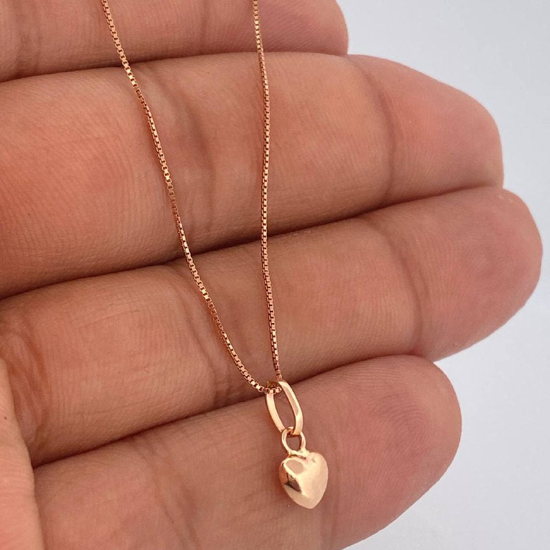 Set Cadena y Dije Veneciana + Corazon 1.6gr / Oro Rosa 18K (Oferta) $