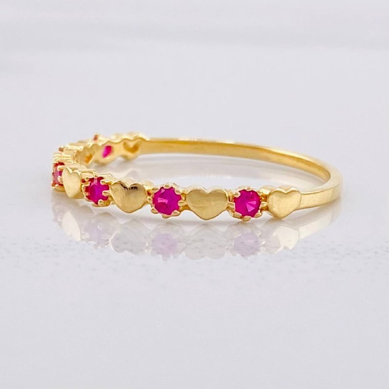 Anillo Corazones Intercalados 1.35g / T7 3/4 Oro Amarillo 18K