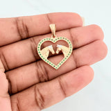 Dije Corazon Caballos 3.05 g / 3 cm Dos Oros Amarillo Blanco 18K