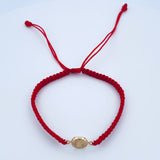Pulsera Tejida Roja San Benito 0.5gr / Oro Amarillo 18K $
