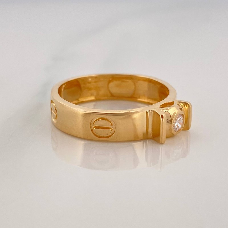 Anillo Solitario Tornillo 3.7 g / T6 3/4 Oro Amarillo 18K