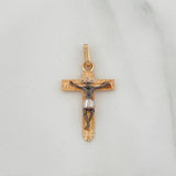 Dije Cruz Cristo Milagroso De Buga 1.4 g / 2.8 cm Tres Oros 18K