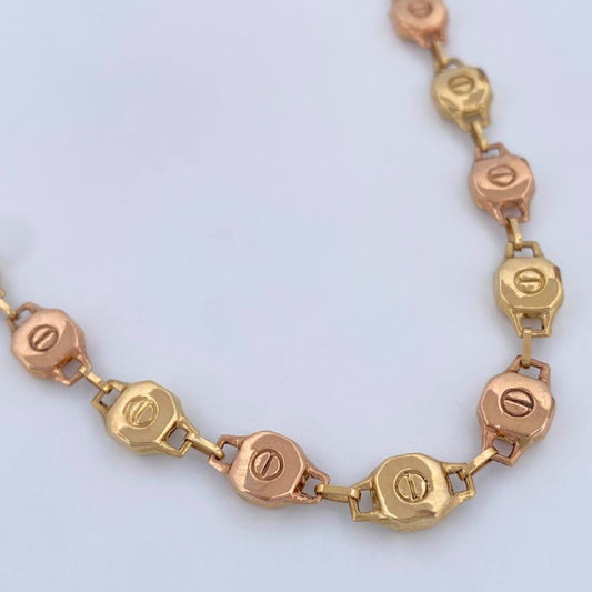 Cadena Rustica Tornillo 14.05gr / 62cm / Dos Oros Amarillo Rosa 18K &