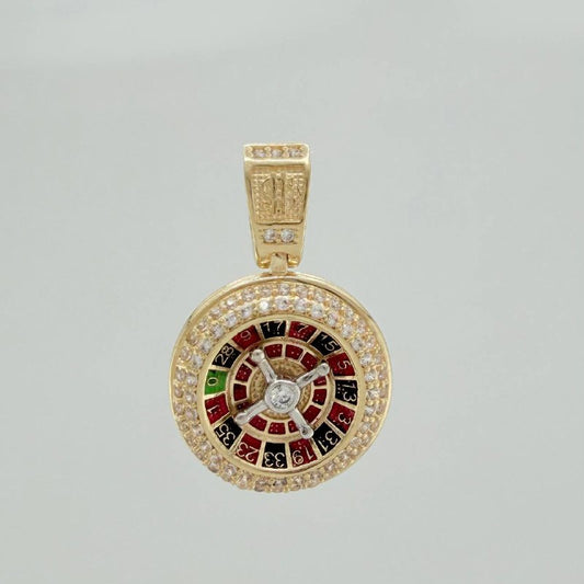 Dije Ruleta Casino Movil 4.55 g / 2.5 cm Dos Oros Amarillo Blanco 18K