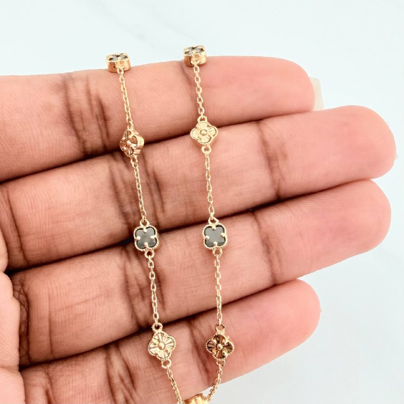 Pulso Trebol Aro Seguido 3.8 g / 22 cm / 4.8 mm Oro Amarillo 18K
