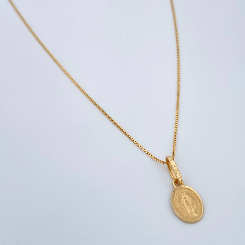 Set Cadena y Dije Veneciana + Virgen Milagrosa 1.6gr / Oro Amarillo 18K (Oferta) $