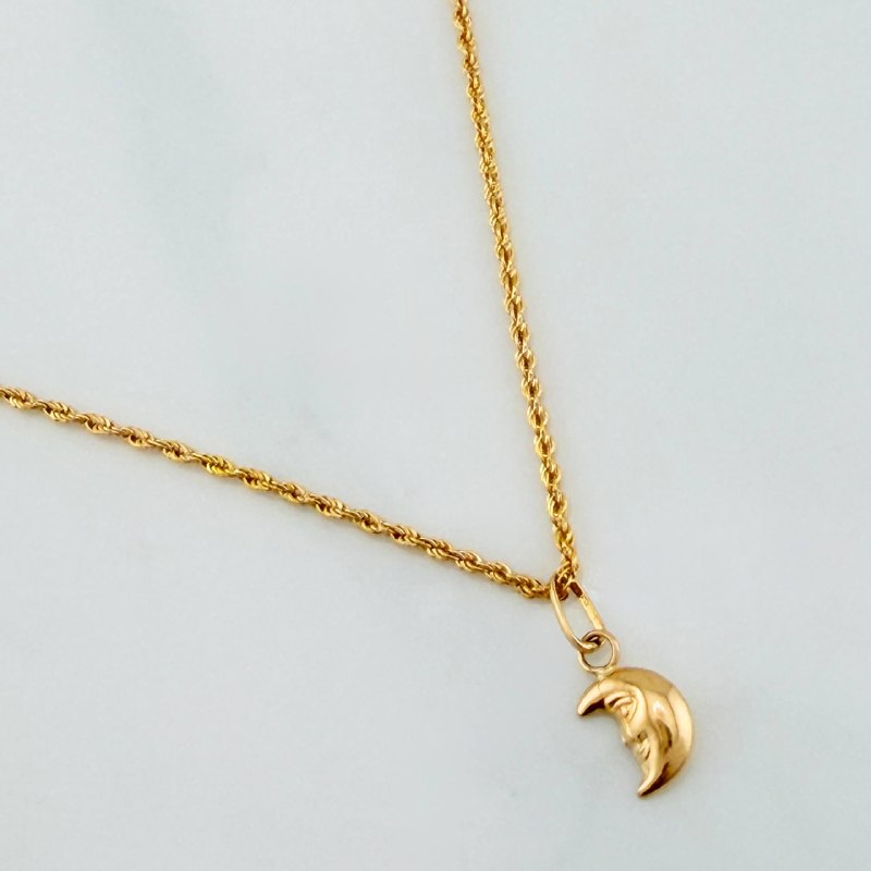 Set Cadena Lazo + Dije Luna / 1,15 gr / 45 cm Oro Amarillo 18K
