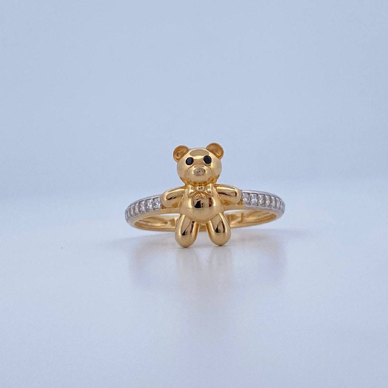Anillo Oso Corbatin 2.4gr / T7 / Dos Oros Amarillo Blanco 18K &