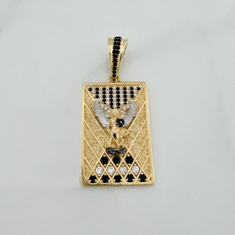 Dije Placa San Miguel Arcangel 9.05 g / 4.3 cm Tres Oros 18K