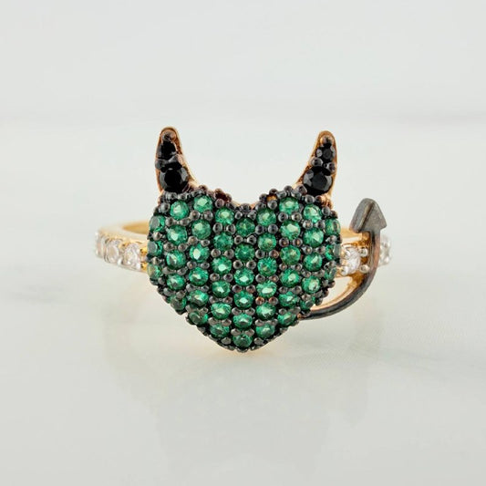 Anillo Corazon Devil 2.55gr / T6 / 2cm / Tres Oros 18K