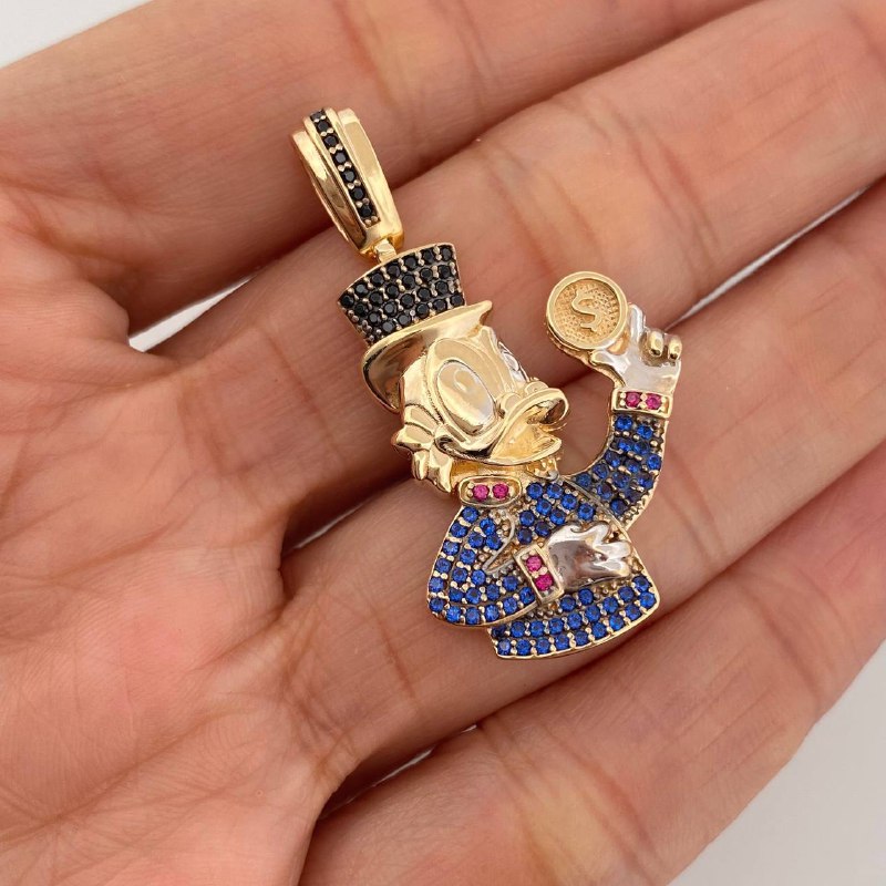 Dije Pato Inspirado 7.6 g / 4 cm Dos Oros Amarillo Blanco 18K