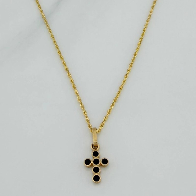 Set Cadena Lazo + Dije Cruz / 1,6 gr / 50.5 cm Oro Amarillo 18K