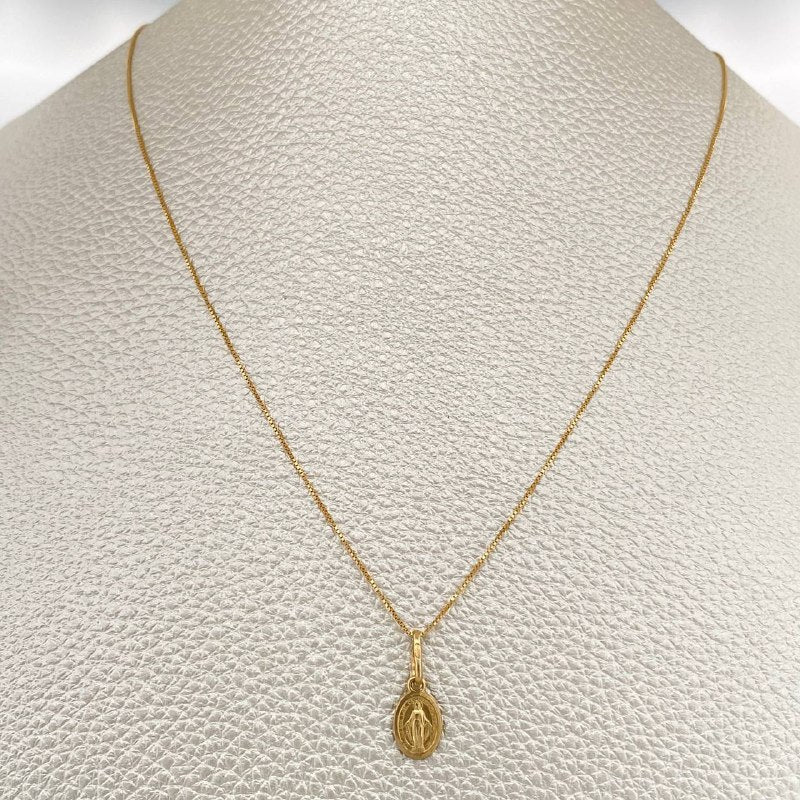 Set Cadena y Dije Veneciana + Virgen Milagrosa 1.6gr / Oro Amarillo 18K (Oferta) $