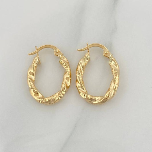 Candongas Milu Ovalada Rayadas 1.55 g / 2 cm Oro Amarillo 18K