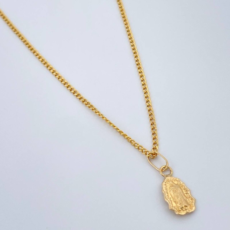 Set Cadena y Dije Mini Cubana + Virgen De Guadalupe 1.4gr / Oro Amarillo 18K (Oferta) $
