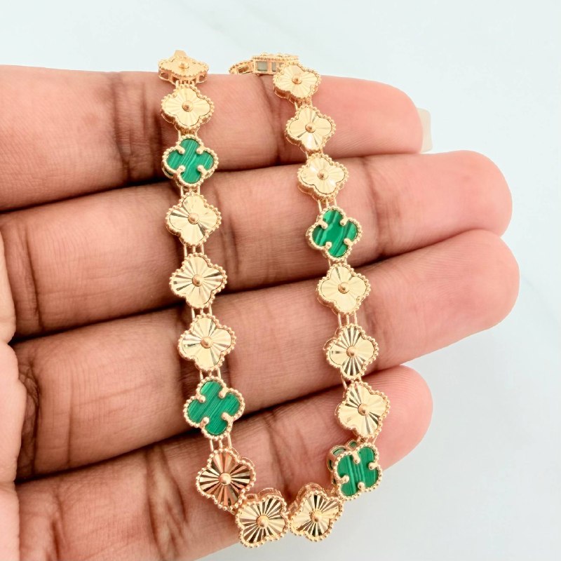 Pulso Trebol Diamantado 8.35 g / 18 cm / 7.25 mm Oro Amarillo 18K