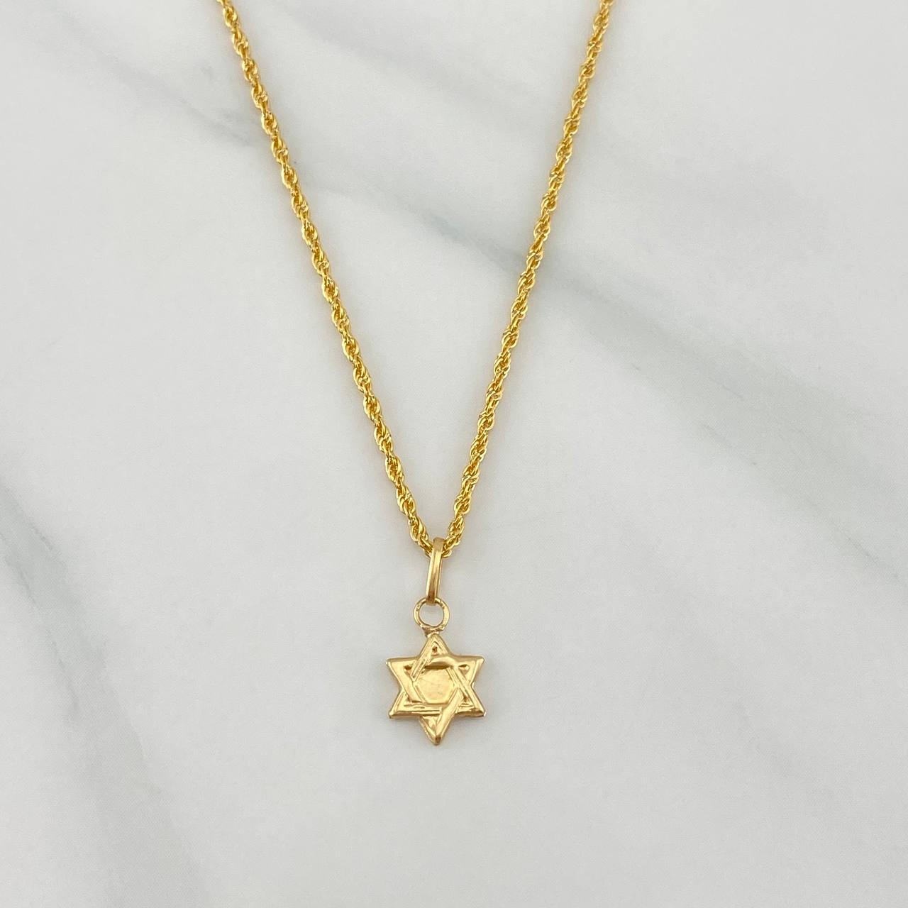 Set Cadena Lazo + Dije Estrella De David / 1,2 gr / 45 cm Oro Amarillo 18K