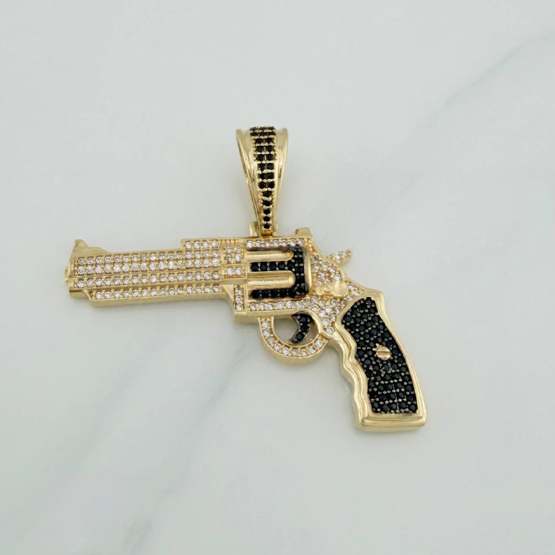 Dije Pistola 9.8 g / 4.2 cm Dos Oros Negro Amarillo 18K