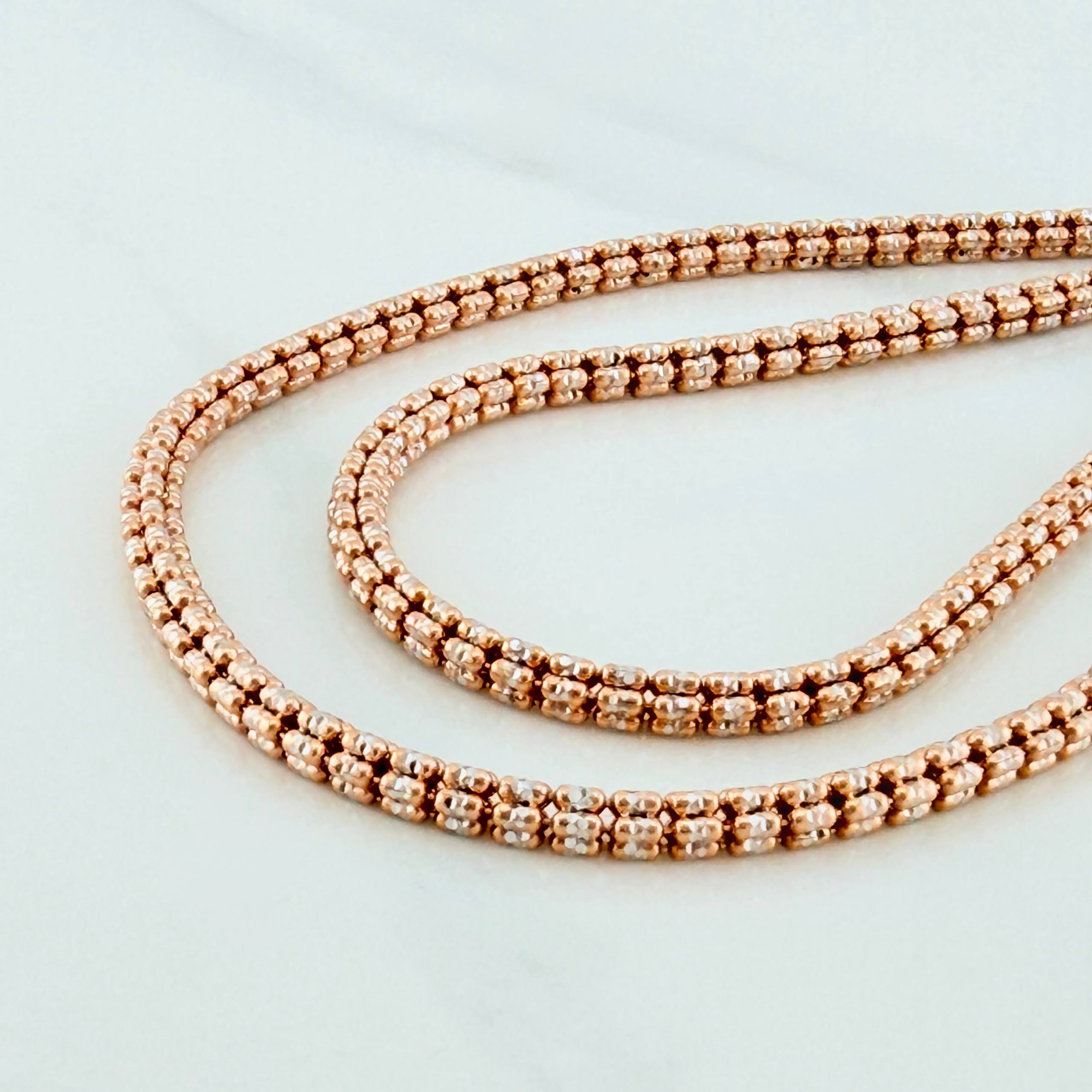 Cadena Ice 24 g / 70.4 cm / 3 mm Dos Oros Blanco Rosa 18K