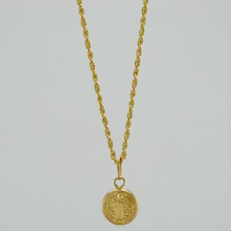 Set Cadena Lazo + Dije San Benito / 1,4 gr / 45.5 cm Oro Amarillo 18K