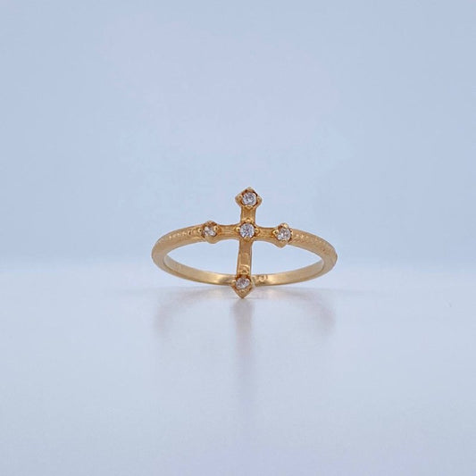 Anillo Cruz 1.7gr / T7 / Oro Amarillo 18K &