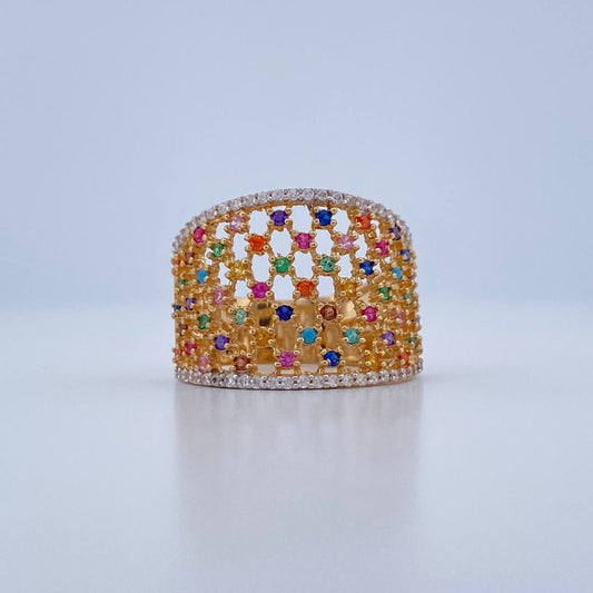 Anillo Malla 5.65gr / T8 1/4 / Dos Oros Amarillo Blanco 18K &