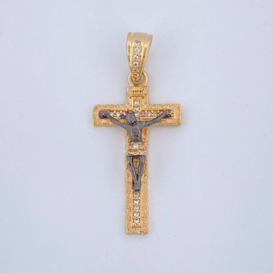 Dije Cruz Cristo Milagroso De Buga 4.05gr / 3.8cm / Dos Oros Negro Amarillo 18K $