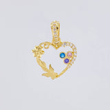 Dije Corazón Mariposa Flor 1.7g / 2cm Tres Oros 18K