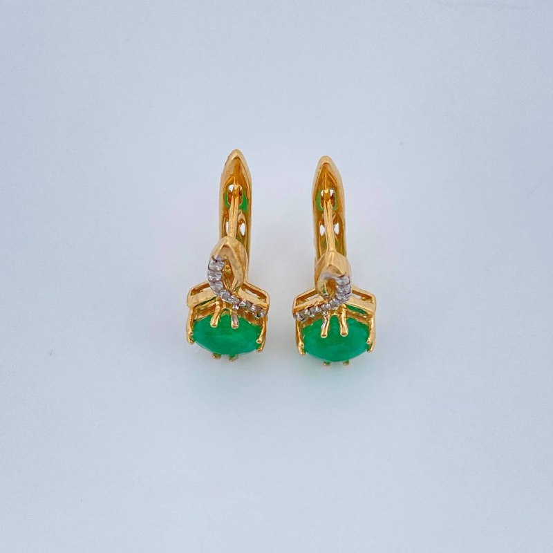 Candongas Circulo Lazo Cruzado Esmeralda 2.15gr / 1.4cm / Dos Oros Amarillo Blanco 18K +