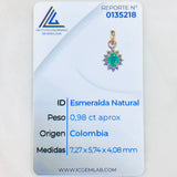 Dije Flor Ovalada 2.45gr / 2.2cm-Esmeralda 95pts - Circones Blancos Oro Amarillo (Joya) *