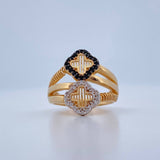 Anillo Doble Trebol 4.65gr / T6 1/2 / Tres Oros 18K &